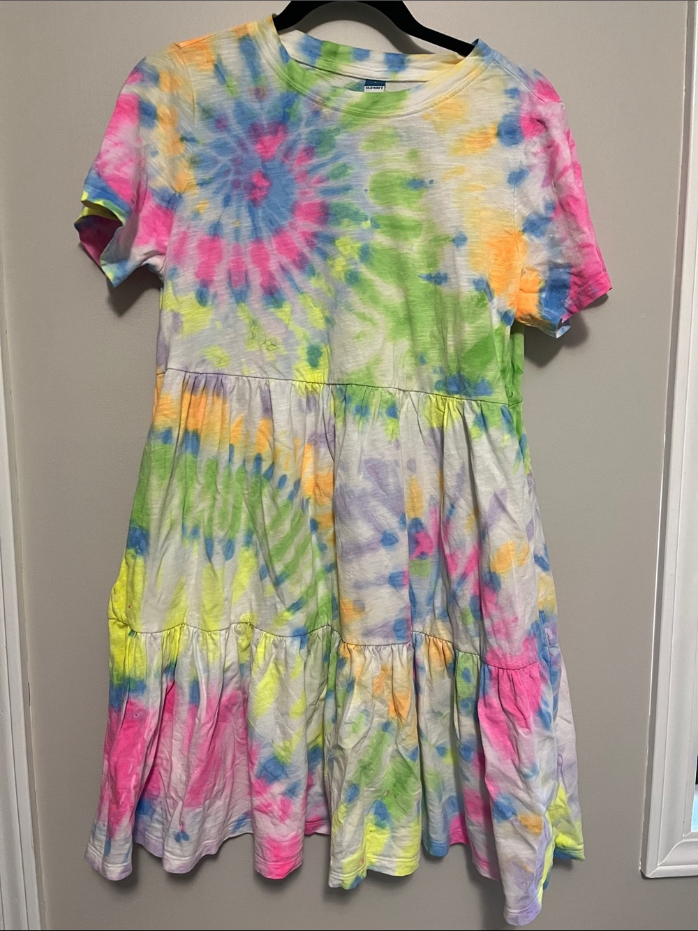 Old Navy Neon Tie-Dye Tee Shirt Dress with Pockets